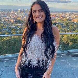 Gray feather crop top perfect for going out or brides